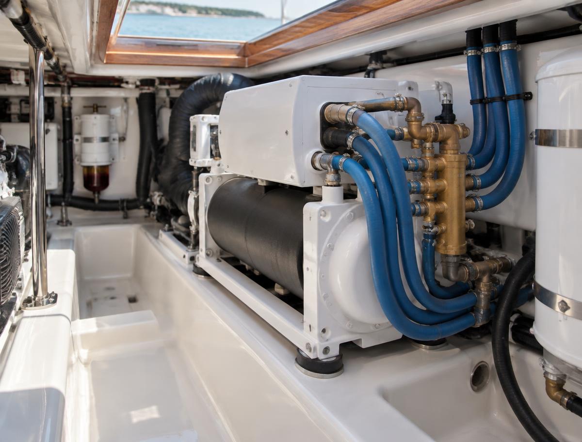 Marine air conditioning machinery inside a vessel